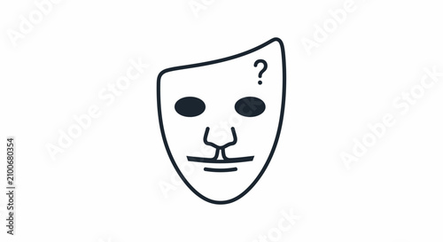 Obraz na plátně Theatrical Mask with Question Mark.