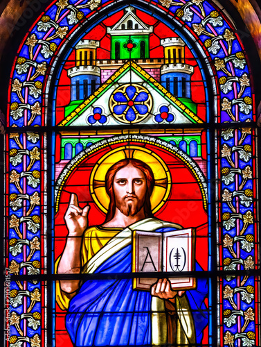Jesus Christ Stained Glass Saint Germain des Prés Paris France