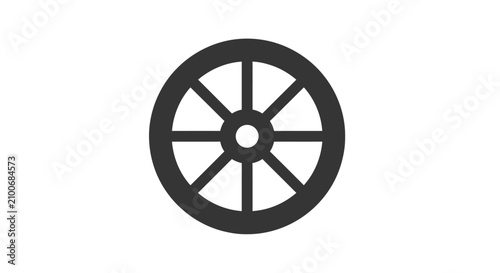 Bilde på lerret Black wheel with six spokes circular.