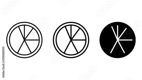 Foto Radial spoke wheel or gear progress icon in different styles with progress inter