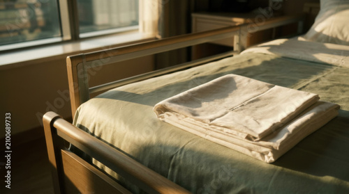 Clean Hospital Bed Ready For Patient With Natural Light