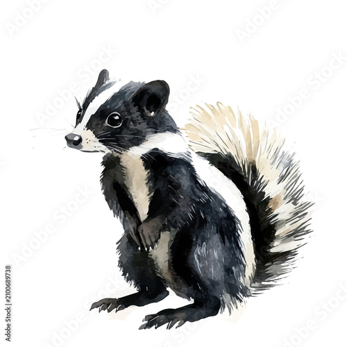 Photos Pet Skunk, clipart watercolor vector, isolated on a white background