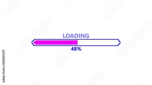 Pink progress bar screens track classic retro computer booting operations. Nostalgic gaming systems look authentic with this bold pixel font loader. The pink progress bar updates.