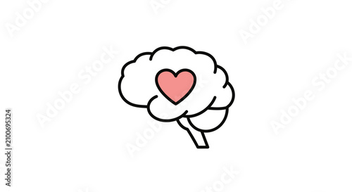 Canvastavla Brain with a heart inside.