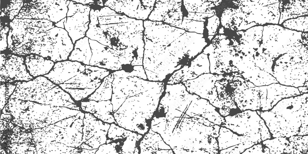 Obraz premium Abstract black and white texture with broken cracked ground lines creating a distressed vintage surface pattern