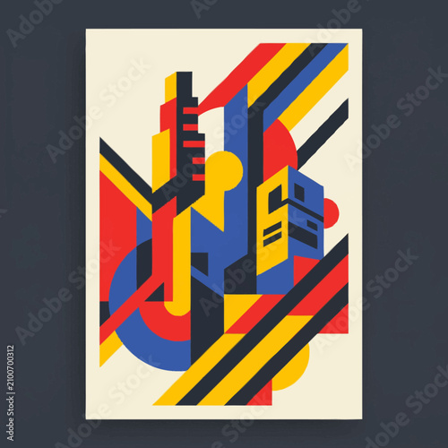 Obraz na plátne Colorful Abstract Geometric Art with Bold Shapes and Lines.