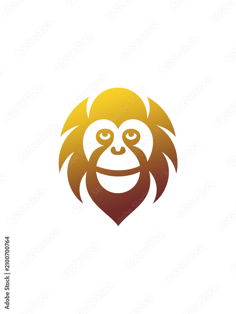 Obraz premium Ape icon monkey face label graphic style orangutang head abstract logo brand illustration