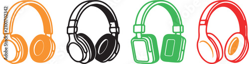 Konstfotografi Colorful over ear headphones collection modern audio equipment display
