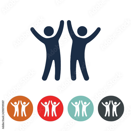 People teamwork icons set isolated on transparent background, Vector
