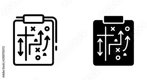 Fotografie Strategy planning vector icons, business tactics, game plan, and marketing proje
