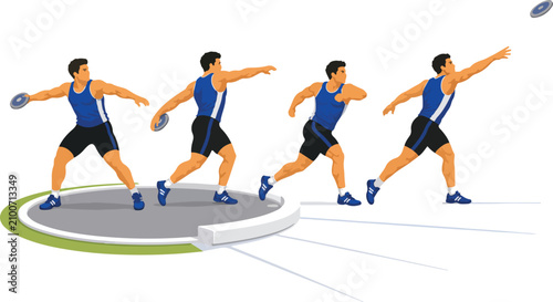 Фотография Discus thrower sequence athletic sport illustration Keywords: discus throw, athl
