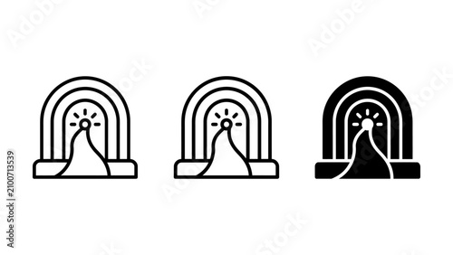 Photos Tunnel with glowing light at the end icon set in diverse graphic designs destina