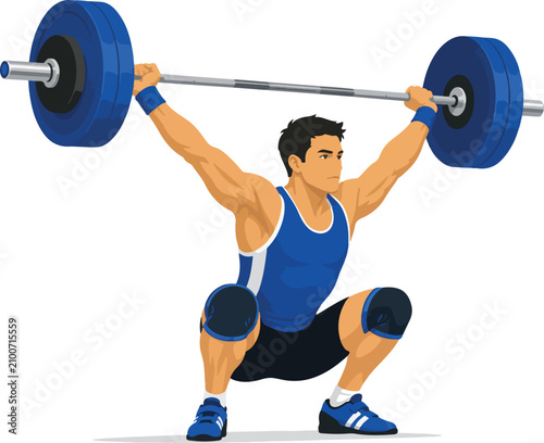 Foto Weightlifter performing a clean and jerk lift Keywords: weightlifting, weightlif