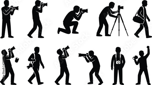 Cuadro en lienzo Photographer Silhouettes Collection Black Shapes On White Background