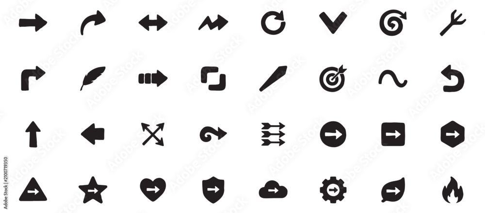 Fototapeta premium Black icons set, web design elements, navigation symbols, UI graphics