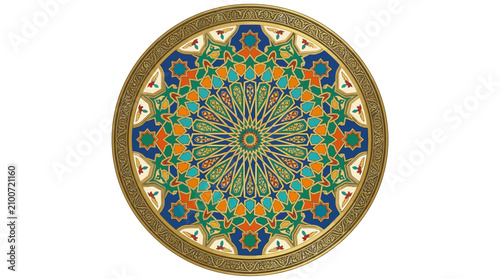 Intricate Moroccan Mosaic Tile Pattern, Geometric Starburst Design, Vibrant Colors