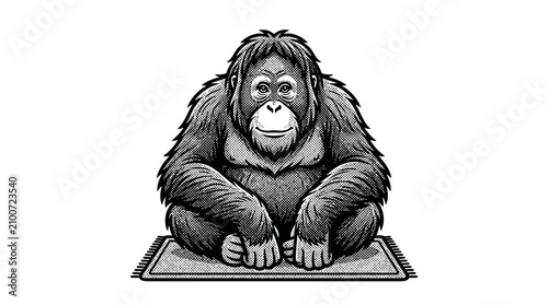 Photography Gorilla Sitting on Mat Looking Forward.