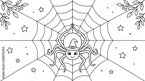 Halloween spider web coloring page spooky fun for kids and adults