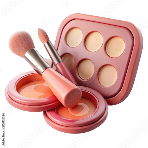 3D render makeup cosmetics set icon graphic