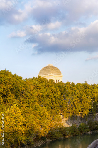 Photography Majestic Dome Framed by Roman Riverbanks at Dusk