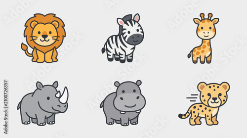 Photography Cute cartoon african safari animals collection