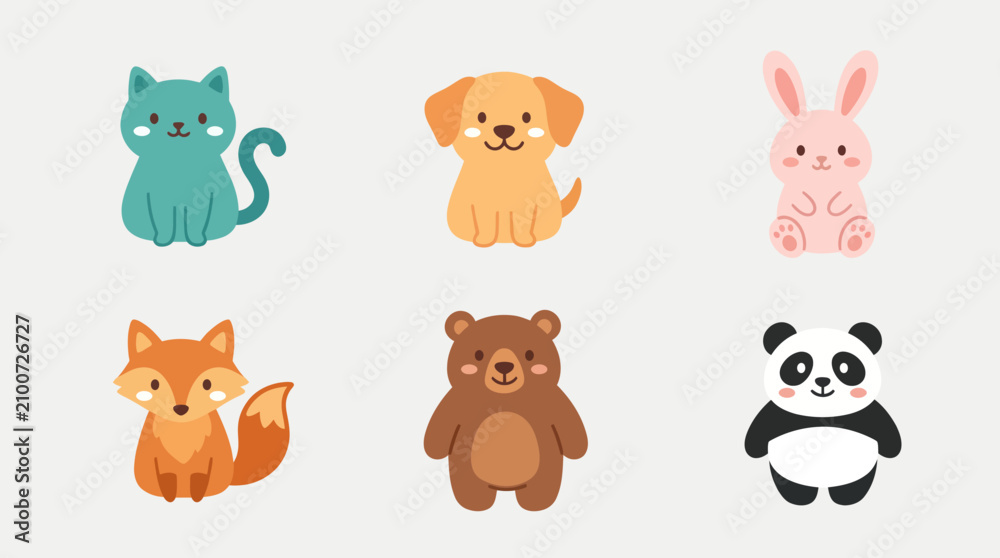 Fototapeta premium Cute cartoon animal collection