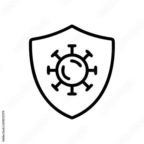 Immune system shield protection icon against virus and bacteria cell.