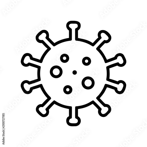 Coronavirus icon with thin line structure for medical communication.