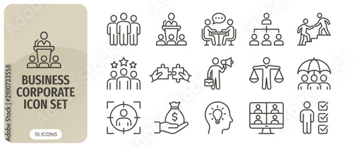 Konstfotografi Business corporate icon set, professional management and leadership symbols, vec