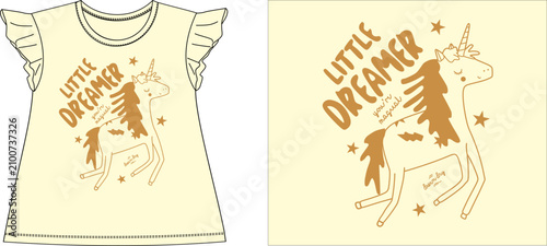 фотографія little dreamer unicorn  t-shirt graphic design vector illustration
