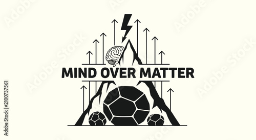 Fotografie Mind Over Matter Conceptual Illustration with Brain Symbolizing Mental Strength