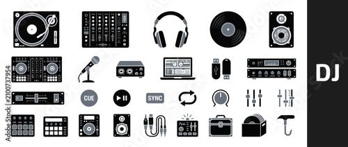 Foto DJ Equipment Icons Set
