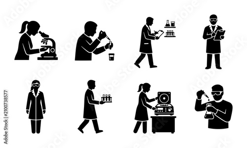 Cuadro en lienzo Science Lab Icons, Medical Research Figures, Healthcare Professionals, Laborator