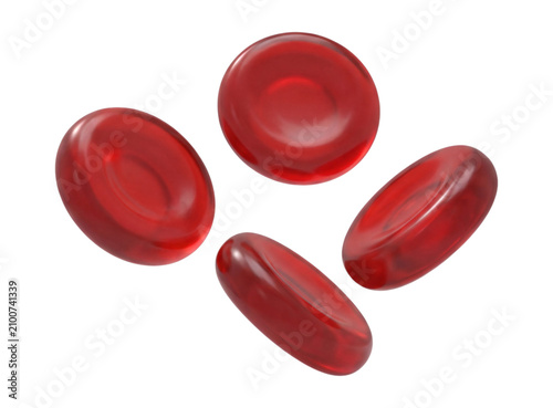 Fotografía Red blood cells floating 3d render isolated on transparent background