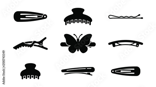 Hair clips and accessories collection.
