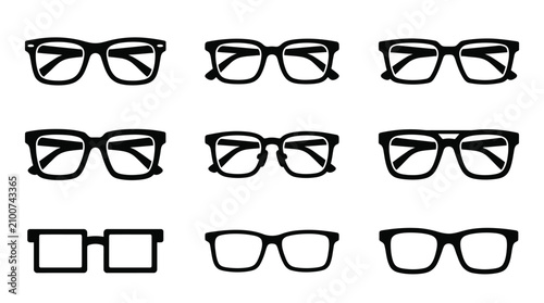 Collection of Various Eyeglasses Side View.