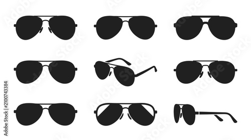 Collection of various sunglasses on display.