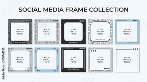 Social Media Frame Collection with Modern Design Elements.