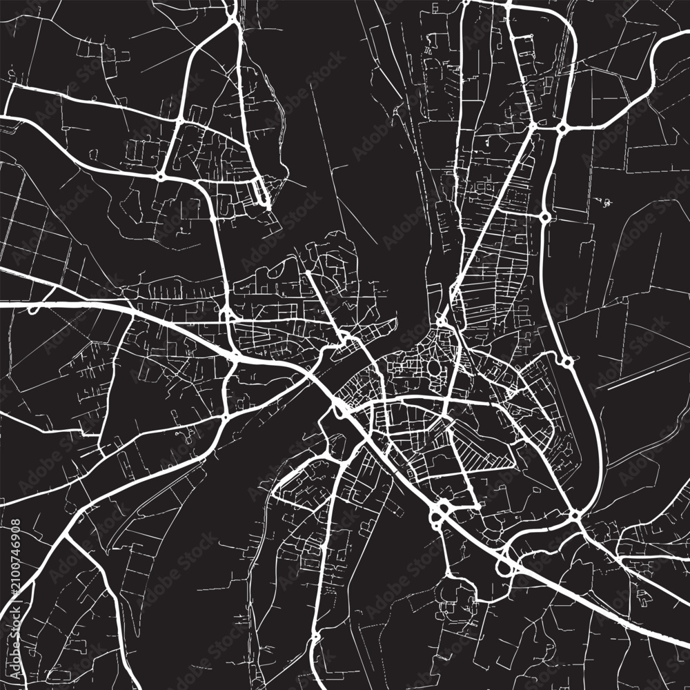 Obraz premium Chita in the Russian Federation city map displays transportation infrastructure on a dark background