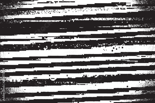 Fotografía Abstract Black and White Horizontal Glitch Noise Texture with Digital Distortion