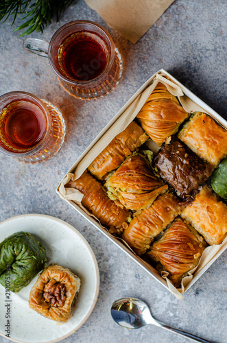 Konstfotografi Traditional Honey Baklava with Nuts and Layers of Phyllo Pastry