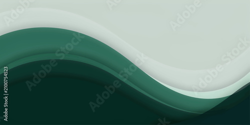 Foto Abstract Green Wave Lines Background with Dynamic Flow Design, Modern Vector Ill