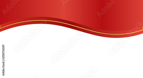 Luxury red wave banner border with gold outline metallic gradient elegant header background for branding, presentation, invitation and graphic design