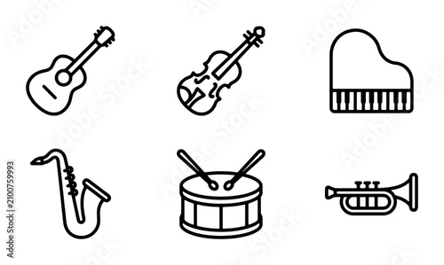 Canvas Print Musical Instruments Icons Set, Vector Graphics for Music Lovers