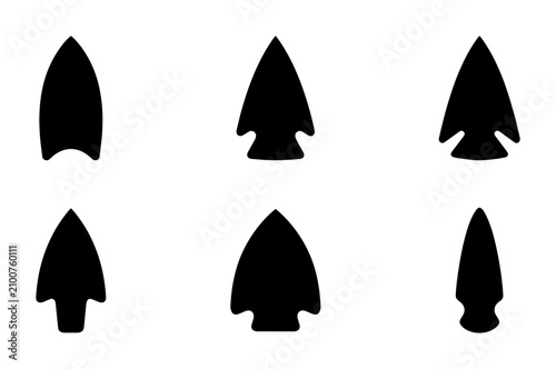 Photography Ancient Arrowhead Collection, Primitive Stone Tools, Historical Artifacts Vector