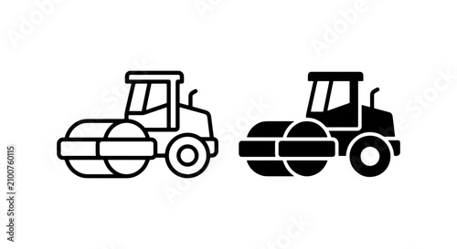 Obraz na płótnie Road Roller Icons, Construction Machine Vector Set, Heavy Equipment Graphics