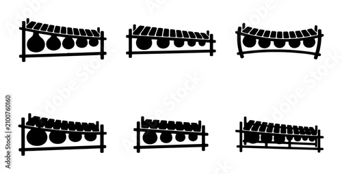Obraz na płótnie Gamelan Music Instruments, Indonesian Percussion, Traditional Orchestra Set