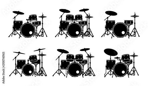 Photos Drum Kit Icons, Music Performance Elements, Rock Band Gear, Vector Graphics