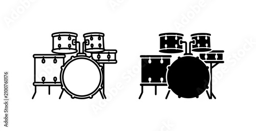 Sticker Drum Kit Vector Icons, Music Instrument Set, Percussion Graphics