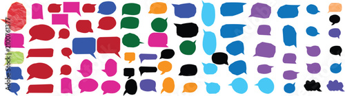 Large collection of colorful speech bubbles and communication icons